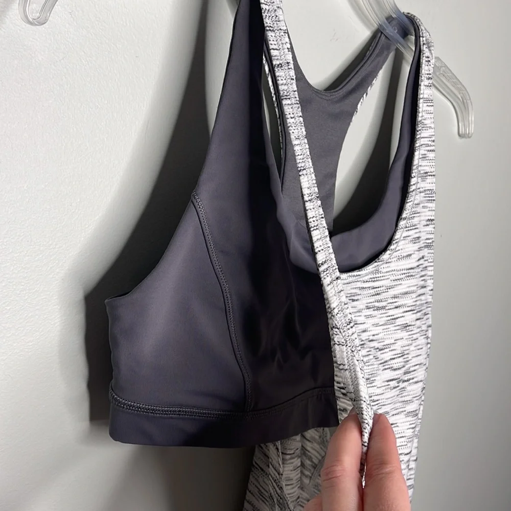 Lululemon On Track Tank in Tiger Space Dye Black White / Dark Carbon Sz 8! - Picture 9 of 13